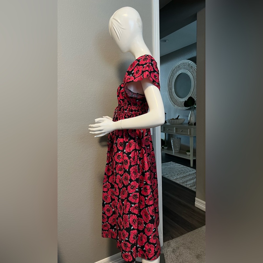 Kate Spade Poppy Toss Square-neck Midi Dress size S - Picture 2 of 11